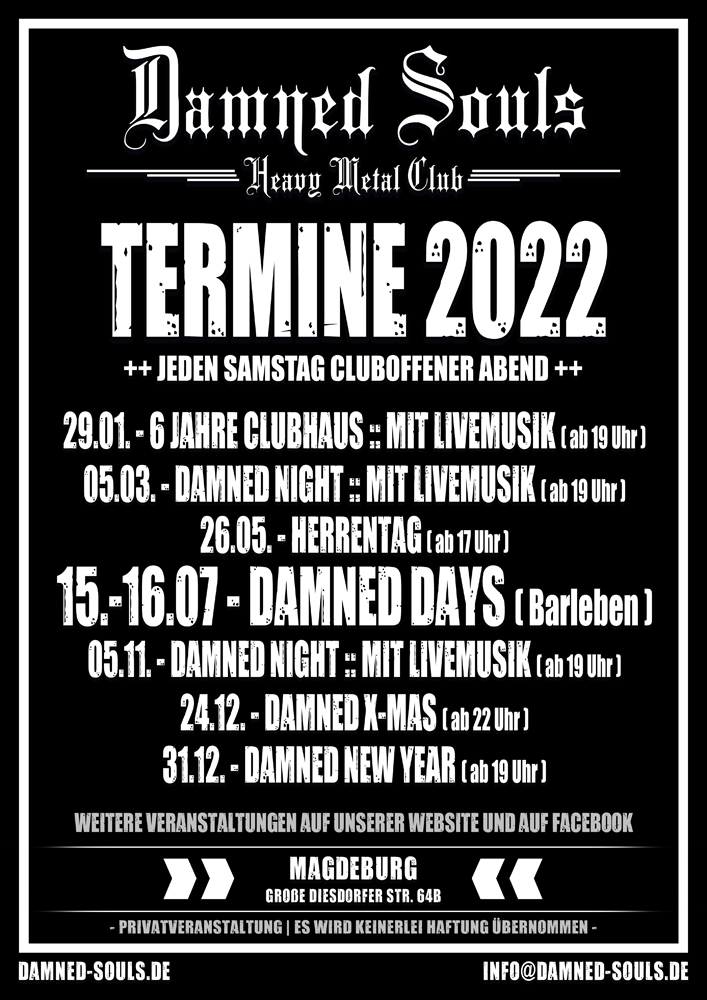 Damned Souls - Termine 2022